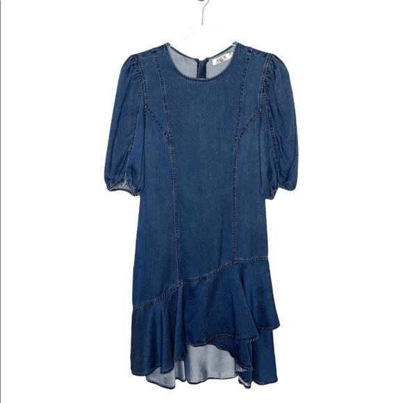 Amur | Emery Denim Ruffled Puff Sleeve Dress 6 - Picture 7 of 8